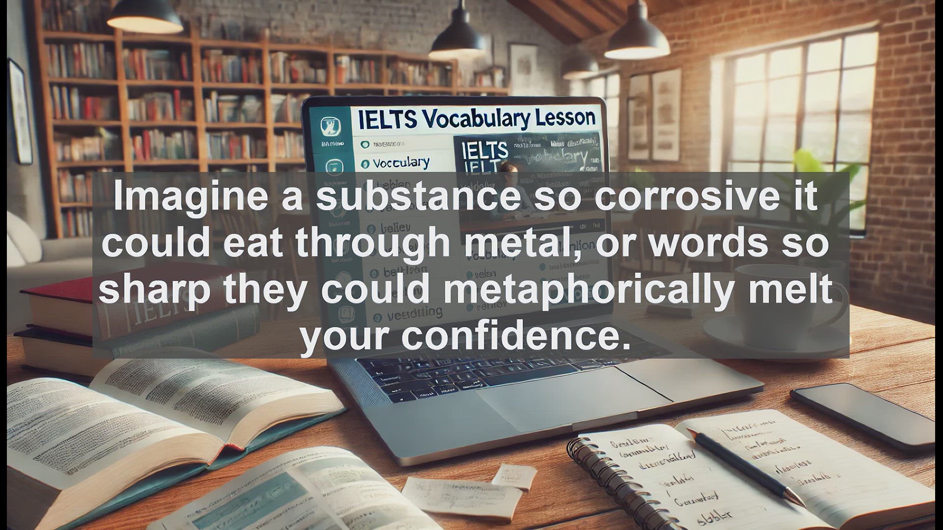 'Video thumbnail for 5000 Must Know IELTS 8.0 Vocabulary - Caustic: The Word That Burns in Chemistry and Conversation'