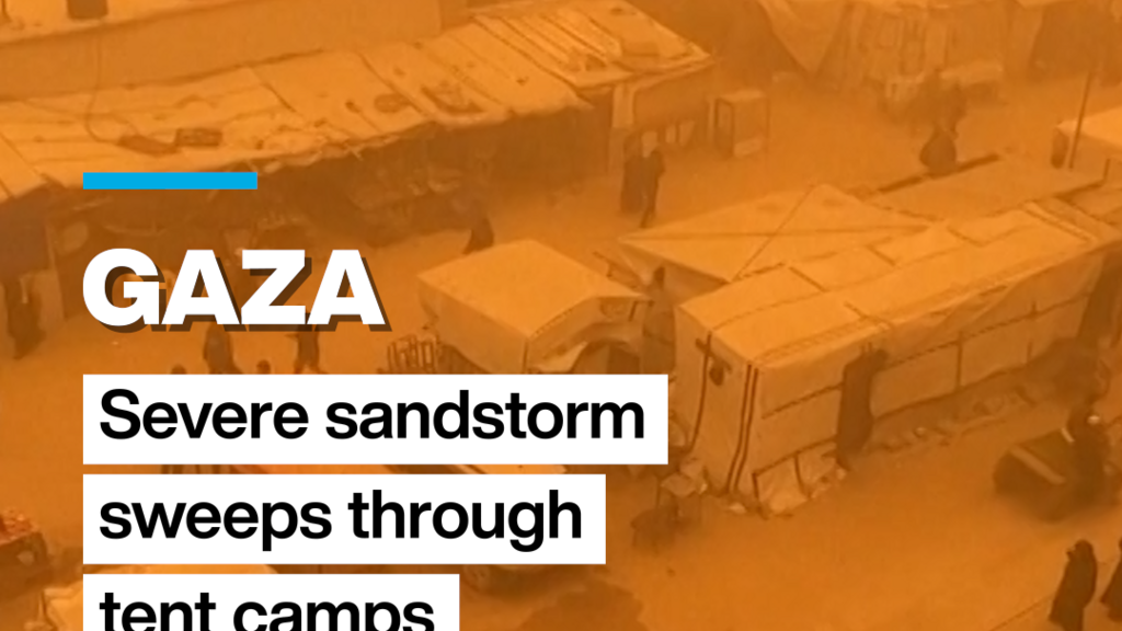 Video thumbnail for Severe sandstorm sweeps through Gaza tent camps