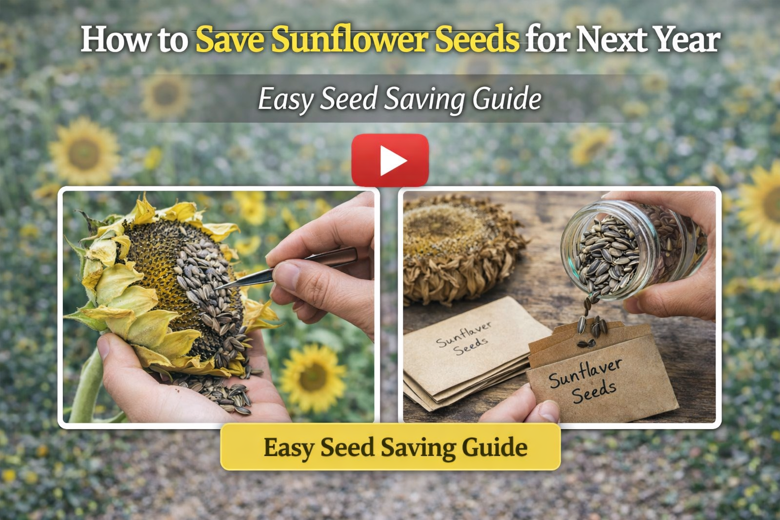 Video thumbnail for How to Save Sunflower Seeds for Next Year | Easy Seed Saving Guide