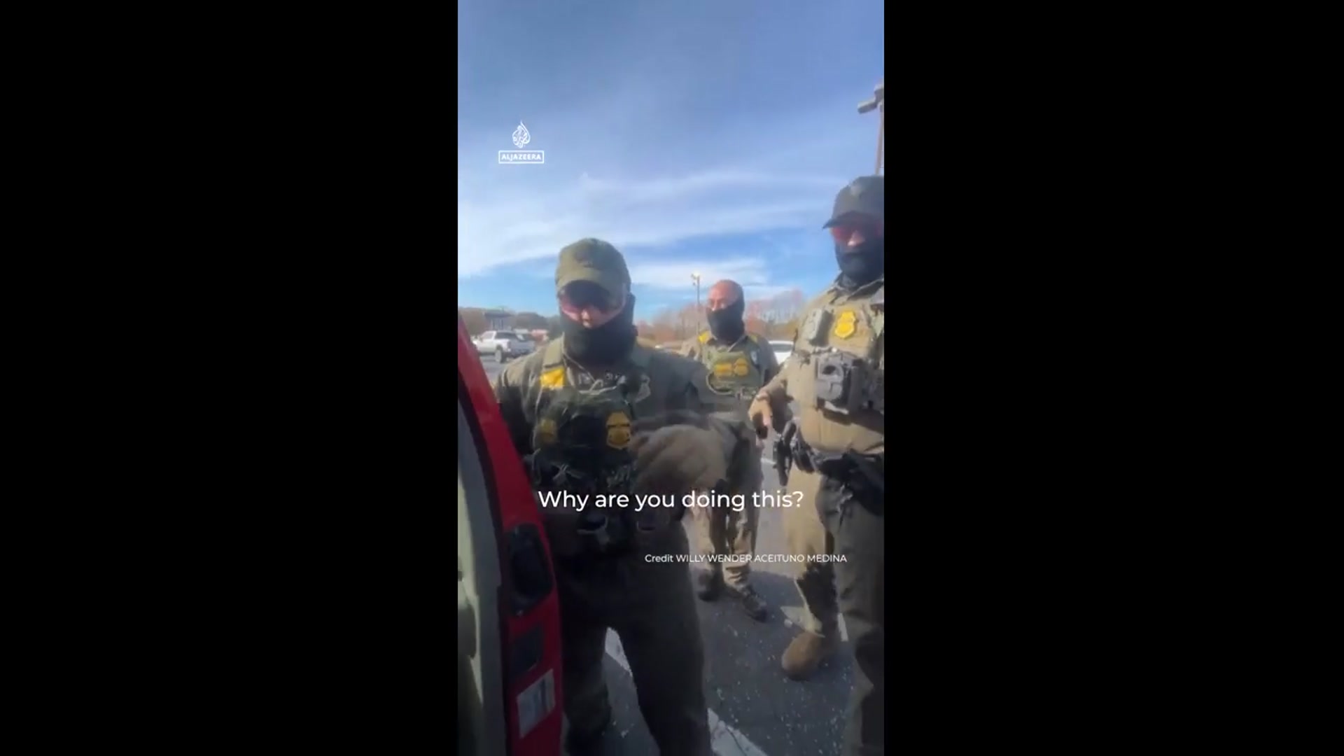 'Video thumbnail for Federal agents smash US citizen's car window in North Carolina'