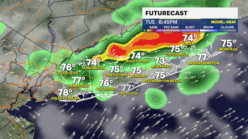 Video thumbnail for STORM WATCH: A few showers and brief thunderstorms possible this evening on Long Island
