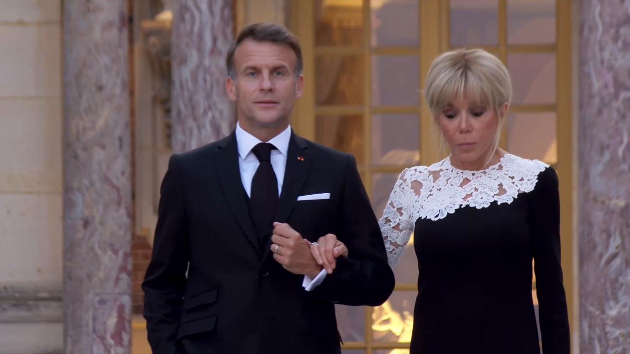Video thumbnail for France: French President and First Lady welcome Donald Trump in Versailles Palace.