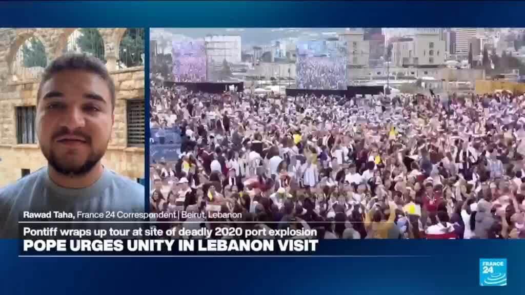 Video thumbnail for Pope Leo XIV urges unity on day two of Lebanon visit