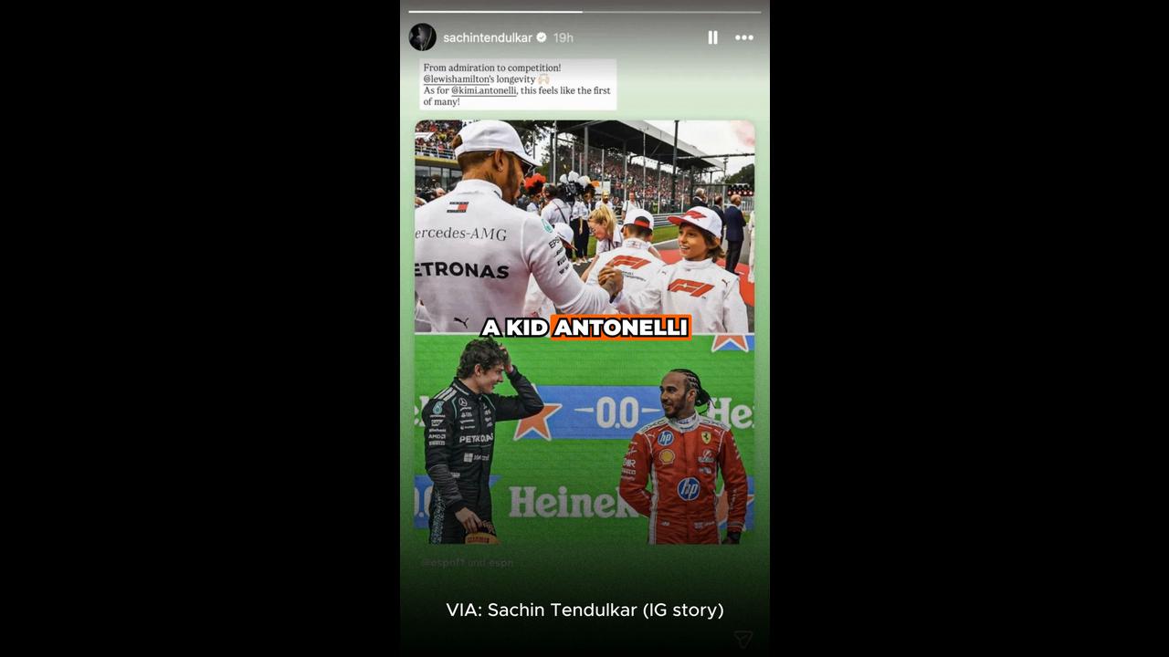Video thumbnail for Cricket icon Sachin Tendulkar pays tribute to Lewis Hamilton and Kimi Antonelli!