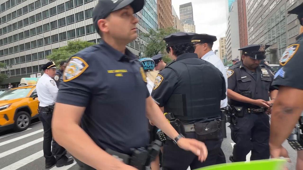 Video thumbnail for US: Pro-Palestine protesters hold demonstration outside Israeli Consulate in New York.
