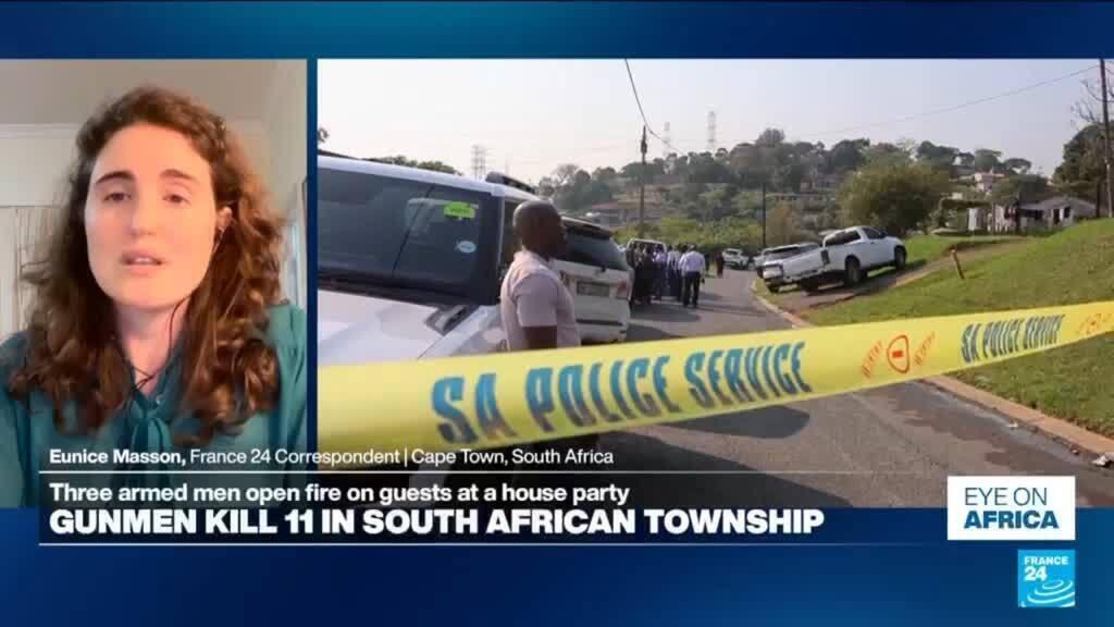 Video thumbnail for Mass shooting at a house party in South Africa kills 11
