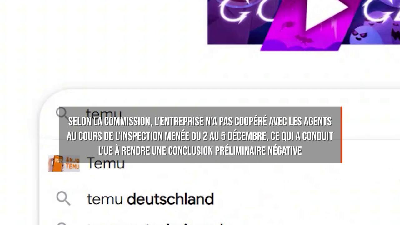 Video thumbnail for L'Union européenne accuse Temu de ne pas avoir coopéré lors de la perquisition de son siège social.