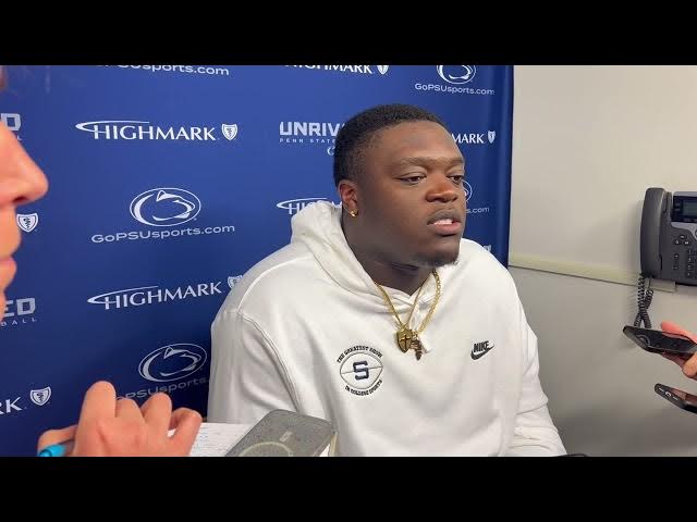 Video thumbnail for Penn State football: OL Anthony Donkoh discusses 'battle' through injuries after White Out win