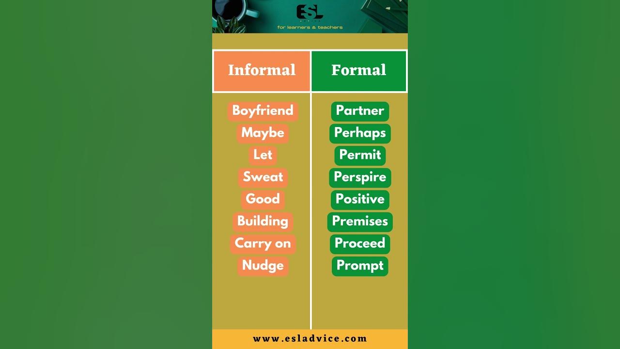 'Video thumbnail for Informal VS Formal English || Part 8 || ESL Advice'