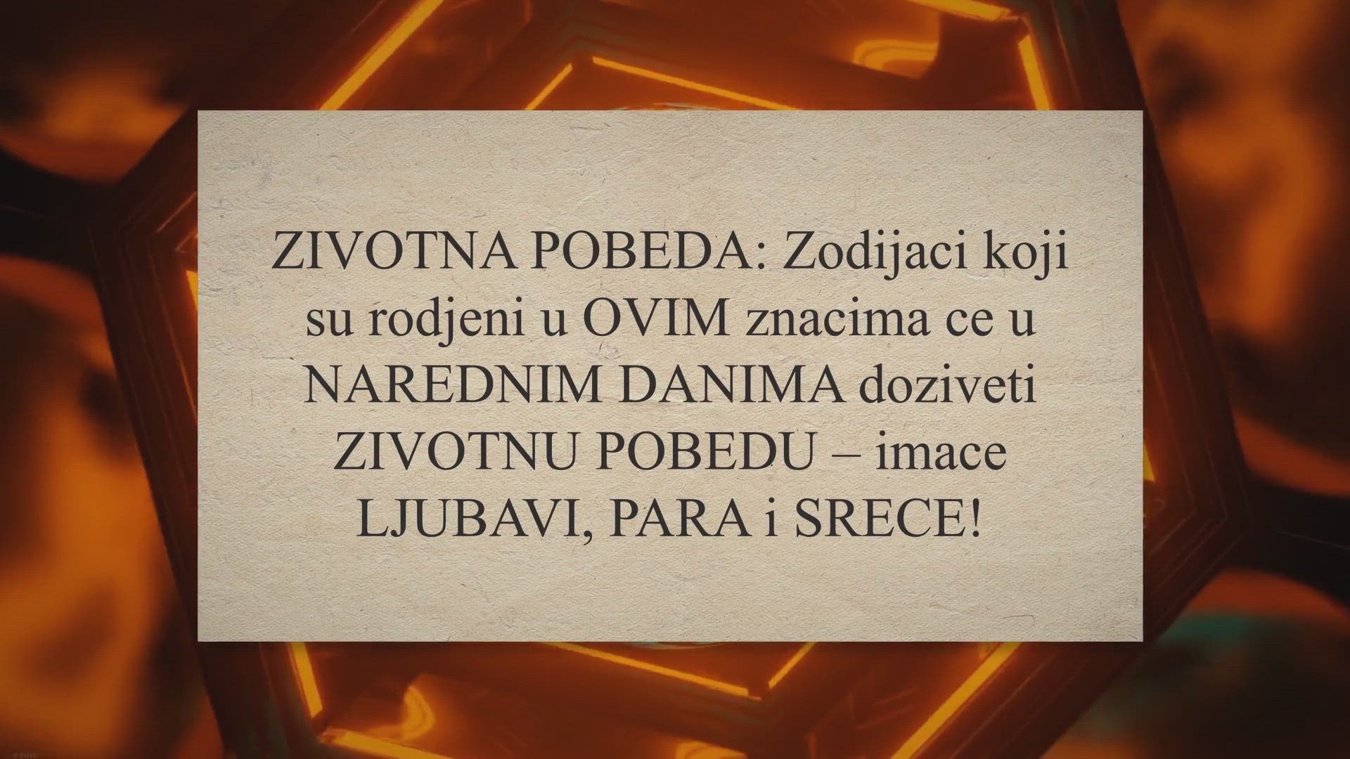 Video thumbnail for ZIVOTNA POBEDA: Zodijaci koji su rodjeni u OVIM znacima ce u NAREDNIM DANIMA doziveti ZIVOTNU POBEDU - imace LJUBAVI, PARA i SRECE!