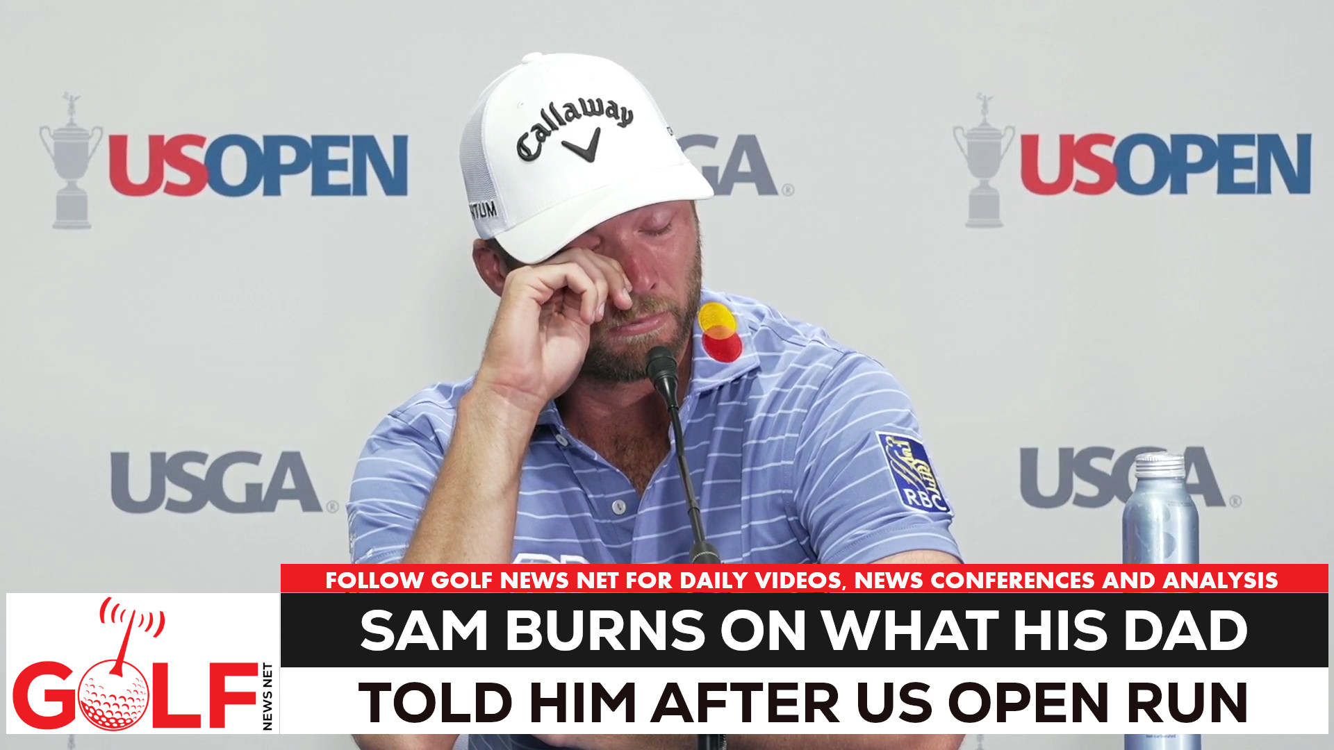 Video thumbnail for Emotional Sam Burns shares what his dad told him after 2026 US Open