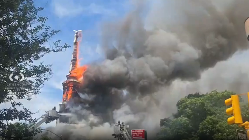 Video thumbnail for Blaze consumes historic Bushwick church, spreads to nearby buildings
