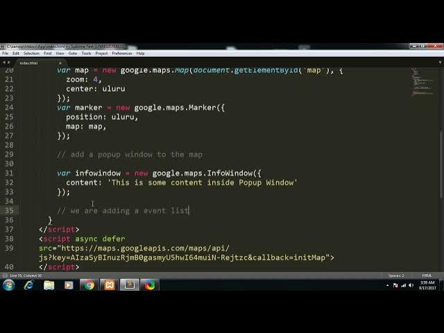 Video thumbnail for Google Maps Javascript API Tutorial 2 - Displaying PopUp Window on the Map