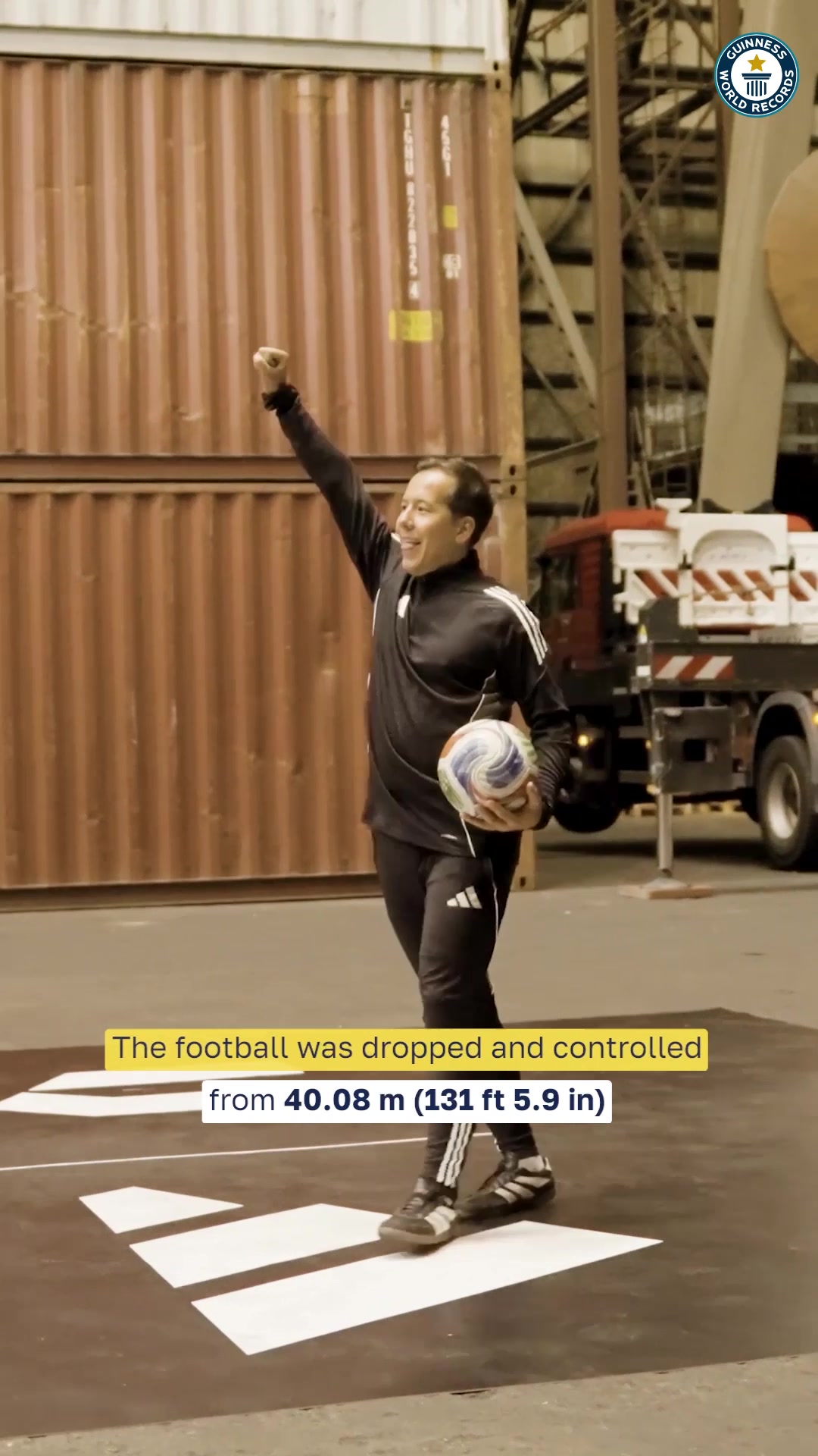 Video thumbnail for Highest altitude football dropped and controlled  40.08 metres (131 ft 5.9 in) by Philip Warren Gertsson