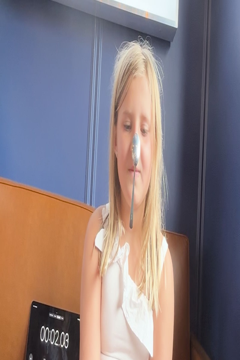 Video thumbnail for Longest Duration to Balance a Spoon on the Nose: Matilda Brown's Record