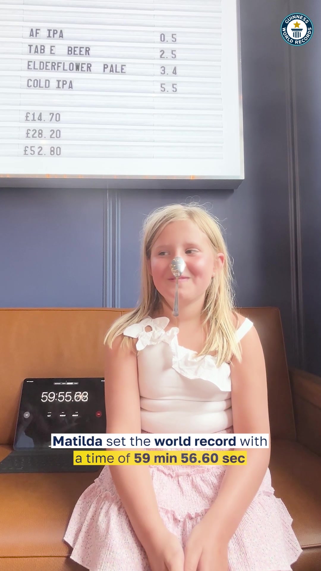 Video thumbnail for Longest Duration to Balance a Spoon on the Nose: Matilda Brown's Record