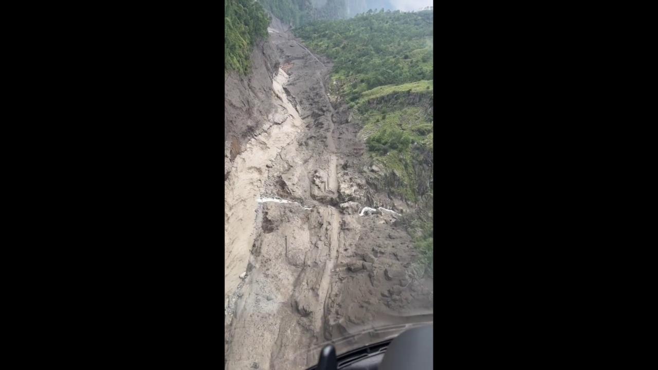 Video thumbnail for Nepal Floods: Helicopter Flyover Of Flood Damage.