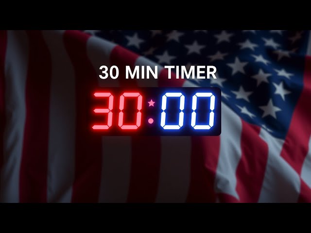 Video thumbnail for 30 Minute Timer Countdown 🇺🇸 | USA Flag Animated Background | Focus, Study, Workout, Events