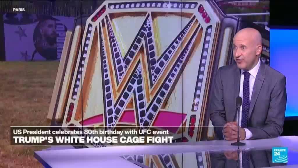 Video thumbnail for Donald Trump turns 80 and celebrates with UFC cage fighting on the White House lawn