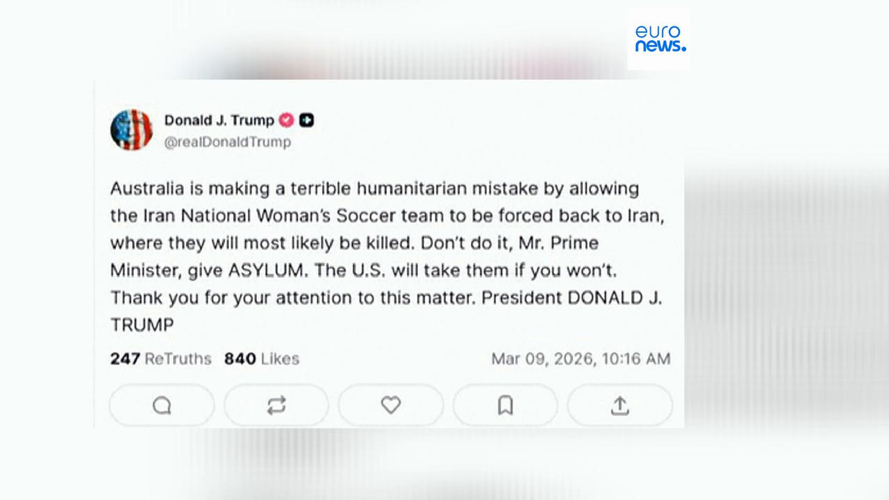 Video thumbnail for Trump confirms Australia will grant asylum to five Iranian women football players