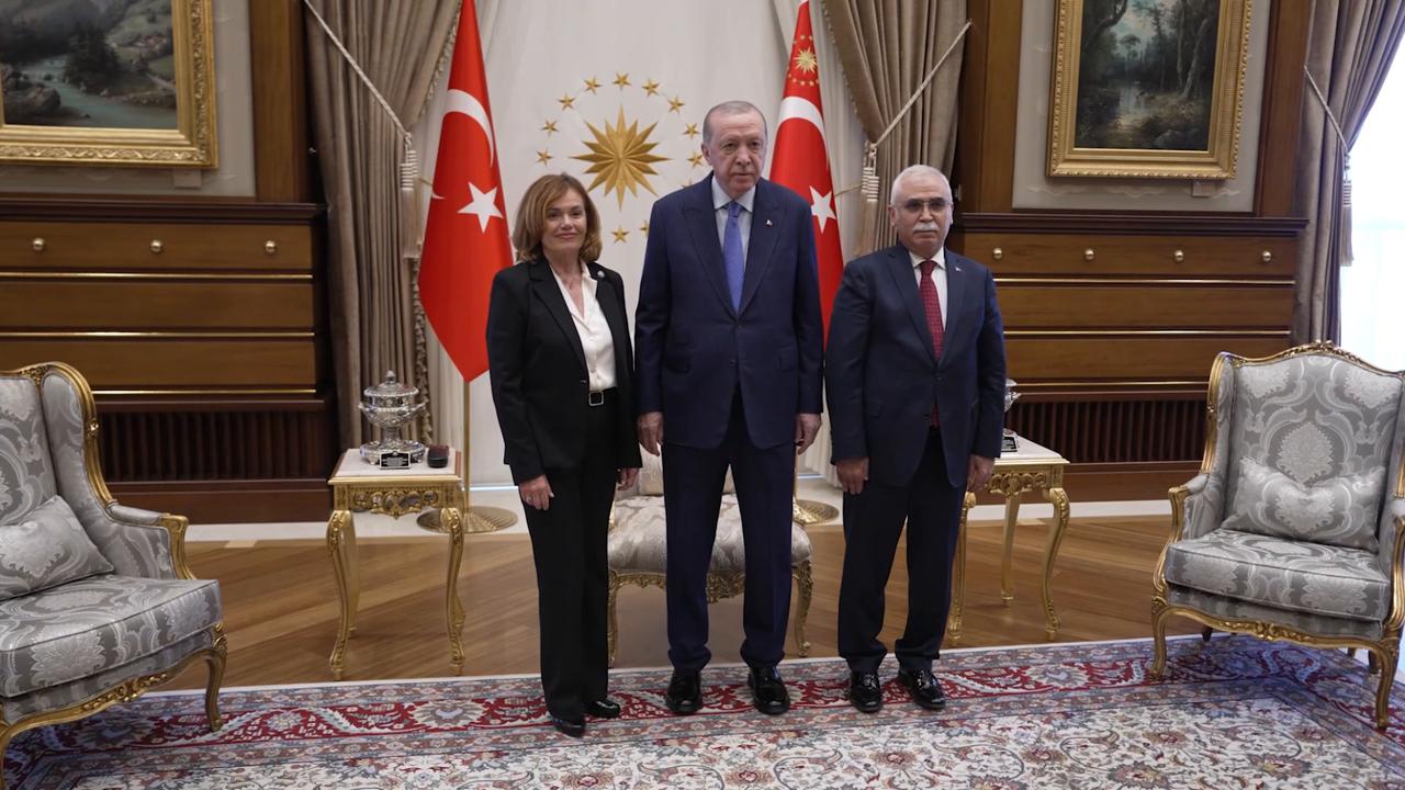 Video thumbnail for Türkiye: Turkish President Erdogan meets Spanish Constitutional Court deputy chief in Ankara.
