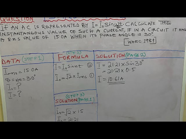 'Video thumbnail for IF AN A•C IS REPRESENTED BY I= IoSinwt. CALCULATE THE INSTANTANEOUS VALUE OF SUCH A CURRENT'
