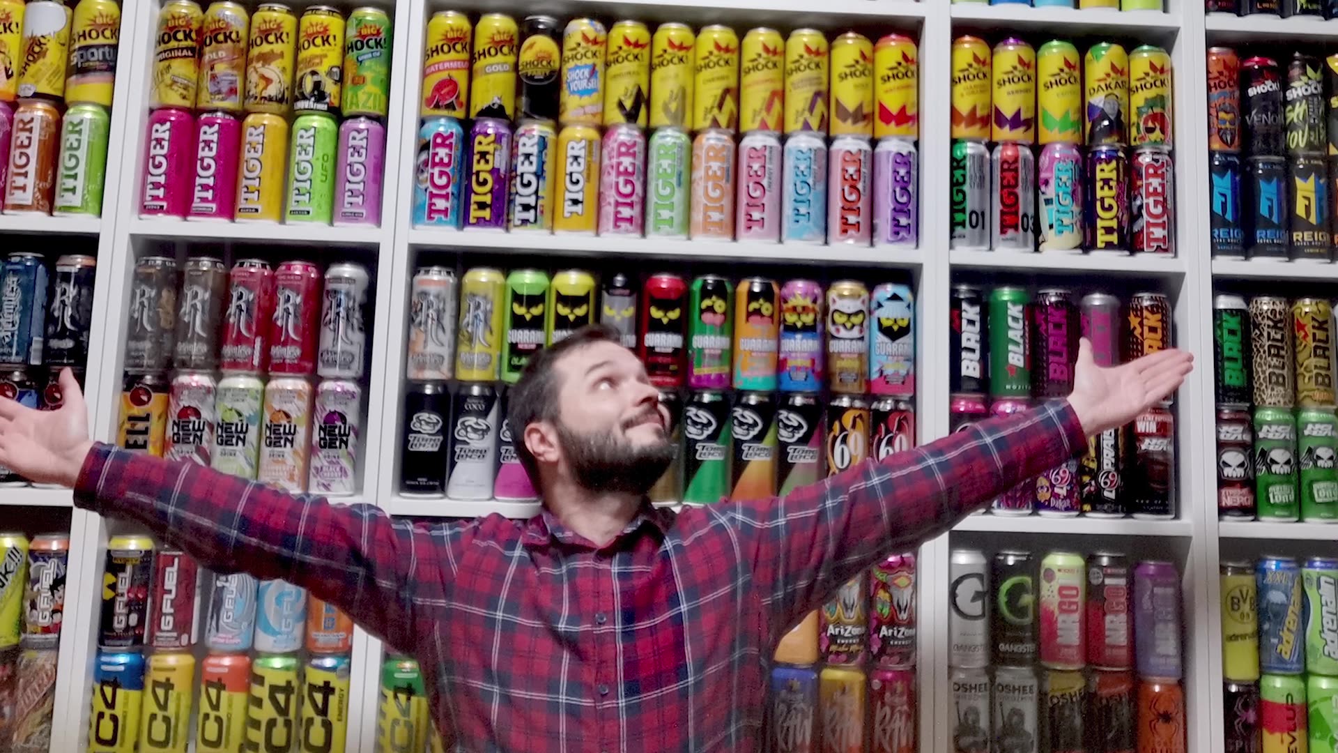 Video thumbnail for Largest collection of energy drink cans