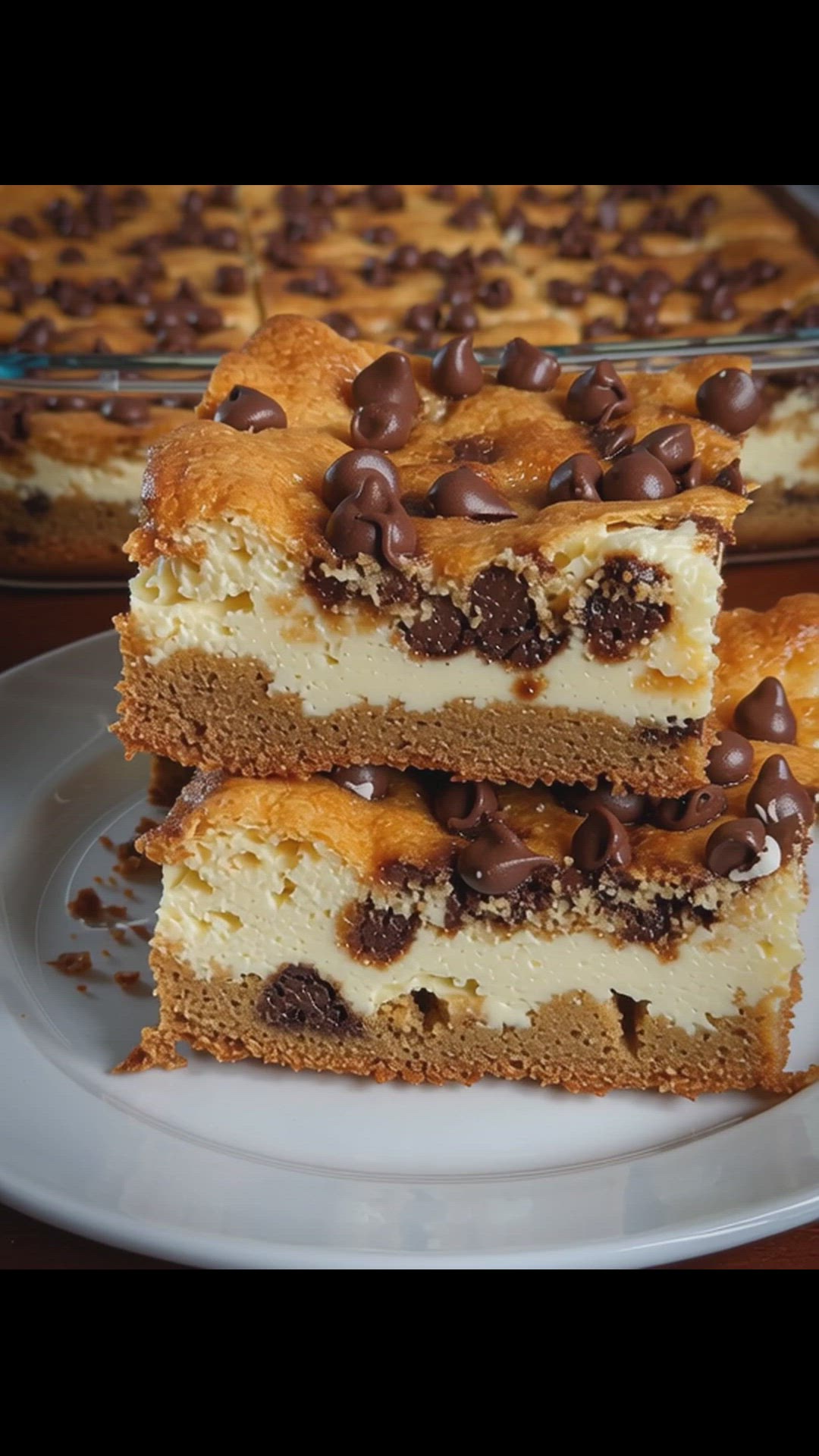Video thumbnail for Chocolate Chip Cookie Cheesecake Bars