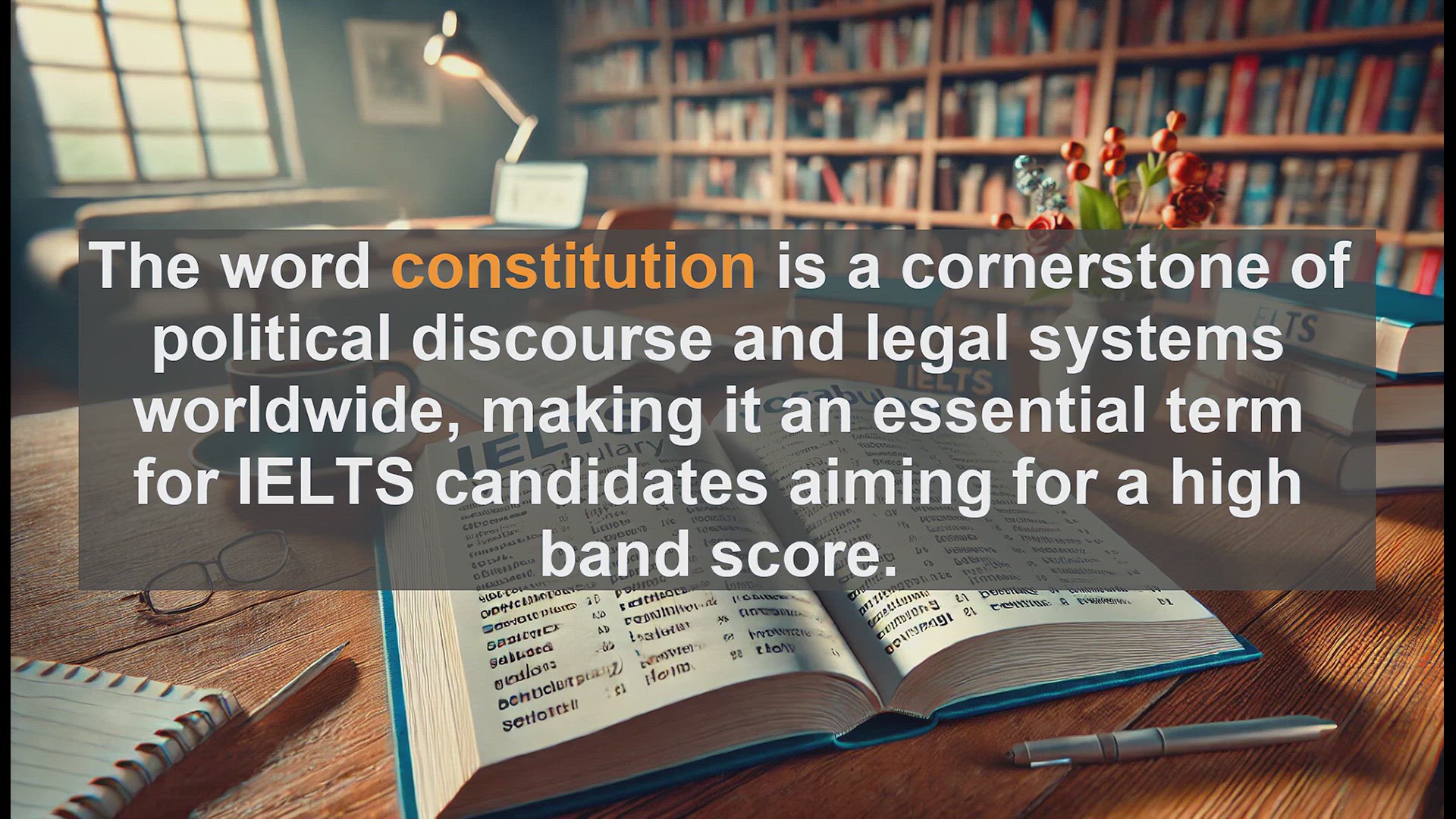 'Video thumbnail for 5000 Must Know IELTS 8.0 Vocabulary - Understanding 'Constitution': Key Vocabulary for IELTS Success'