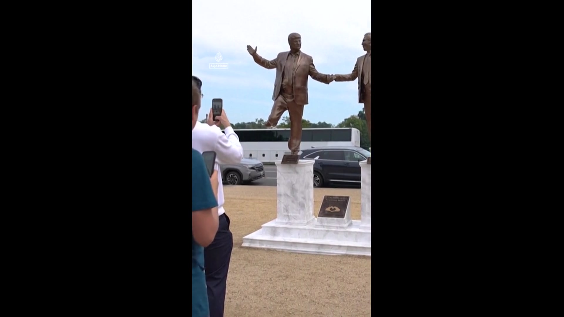 'Video thumbnail for Statue of Donald Trump and Jeffrey Epstein appears in US capital'