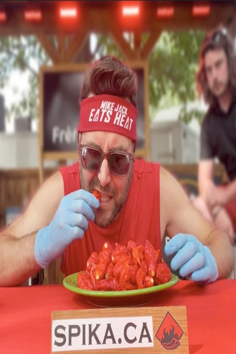 Video thumbnail for Fastest time to eat 50 Bhut Jolokia chillis - 14 mins 37 secs by Mike Jack