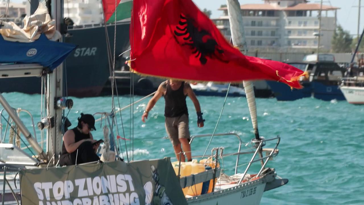 Video thumbnail for Albania: Pro-Gaza flotilla arrives in Albania in support of 'Flamingo Revolution'.