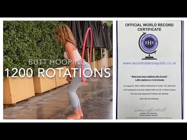 Video thumbnail for Butt hooping world record: 1200 hula hoop rotations around the butt