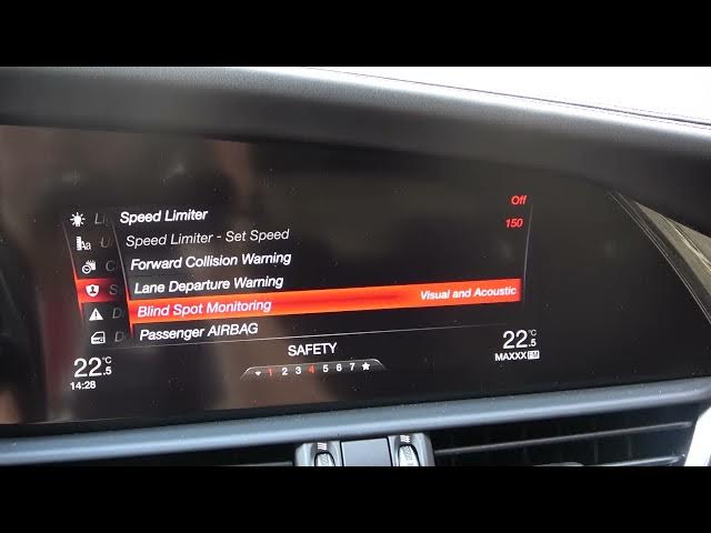 Video thumbnail for How to Turn Blind Spot Metering On or Off in Alfa Romeo Giulia - Manage Blind Spot Metering Feature
