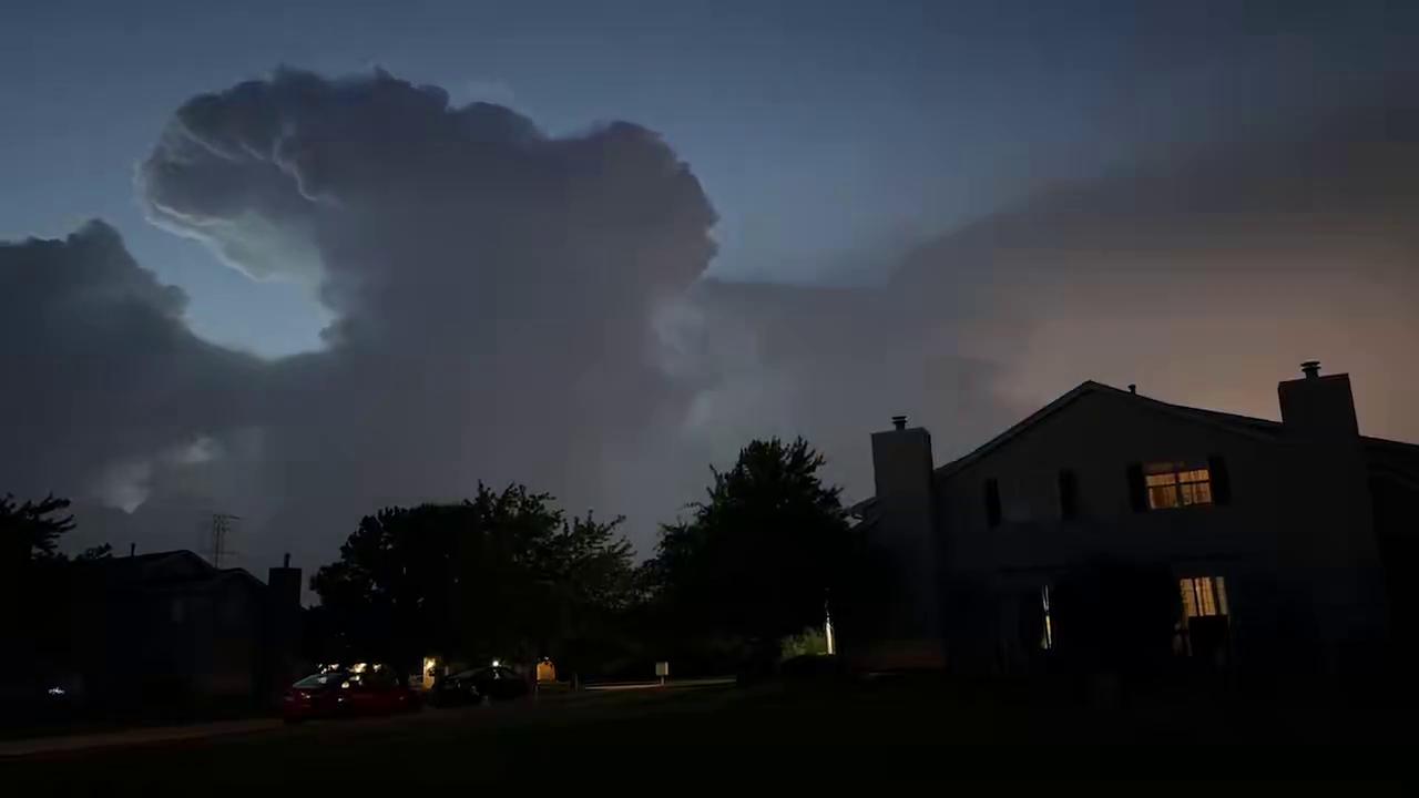 Video thumbnail for US: Severe Thunderstorms Move Into Chicago Area, Bringing Intense Lightning.