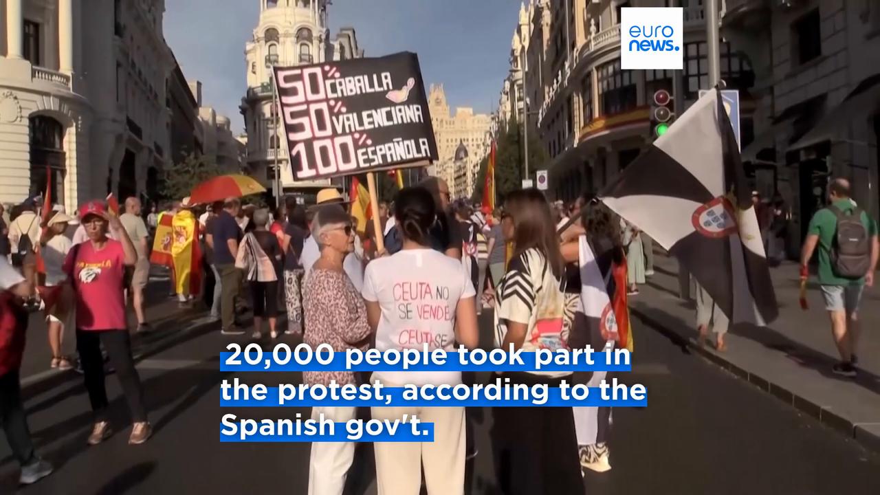 Video thumbnail for Thousands of protesters take to the streets in Madrid over Ceuta migrant crisis
