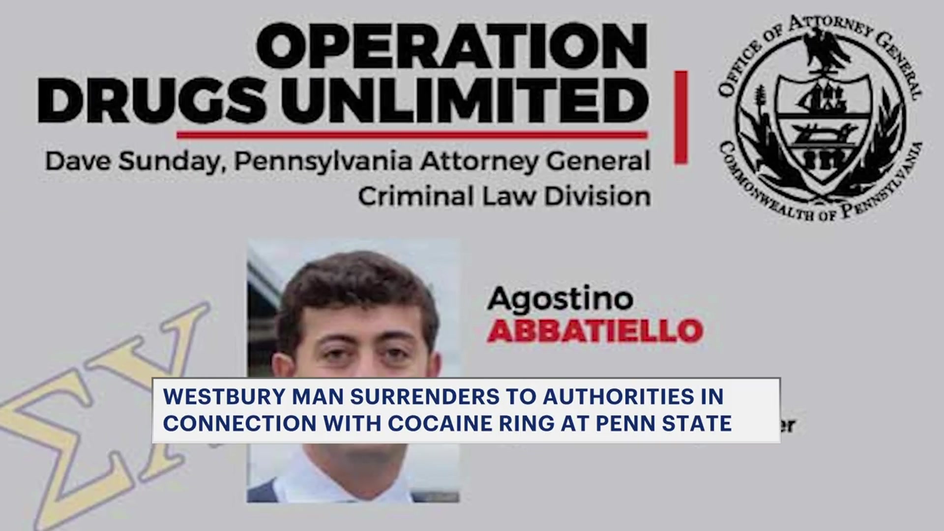 Video thumbnail for Westbury man accused of leading Penn State cocaine ring turns himself in