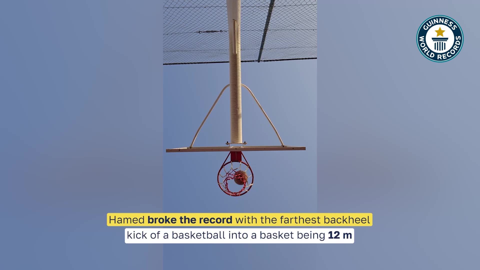 Video thumbnail for Farthest backheel kick of a basketball into a basket - 12 metres (39.37 ft) by Hamed Ali Al Shehhi
