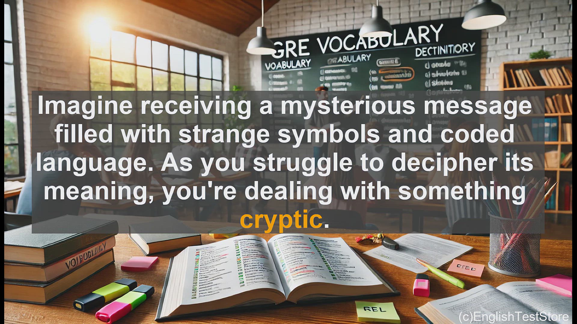 'Video thumbnail for GRE Vocabulary Lesson: Deciphering the Cryptic - Exploring the Mysterious Word'