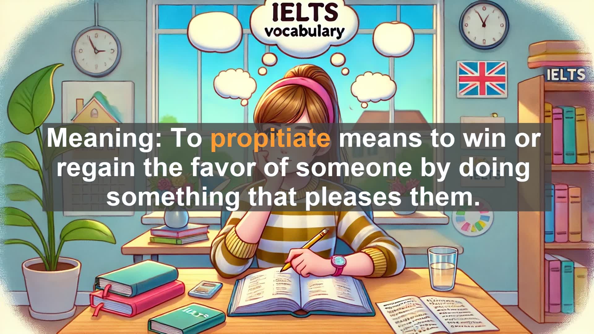 'Video thumbnail for 2000 Must Know IELTS 9.0 Vocabulary - Propitiate: The Art of Winning Favor in Tense Situations'