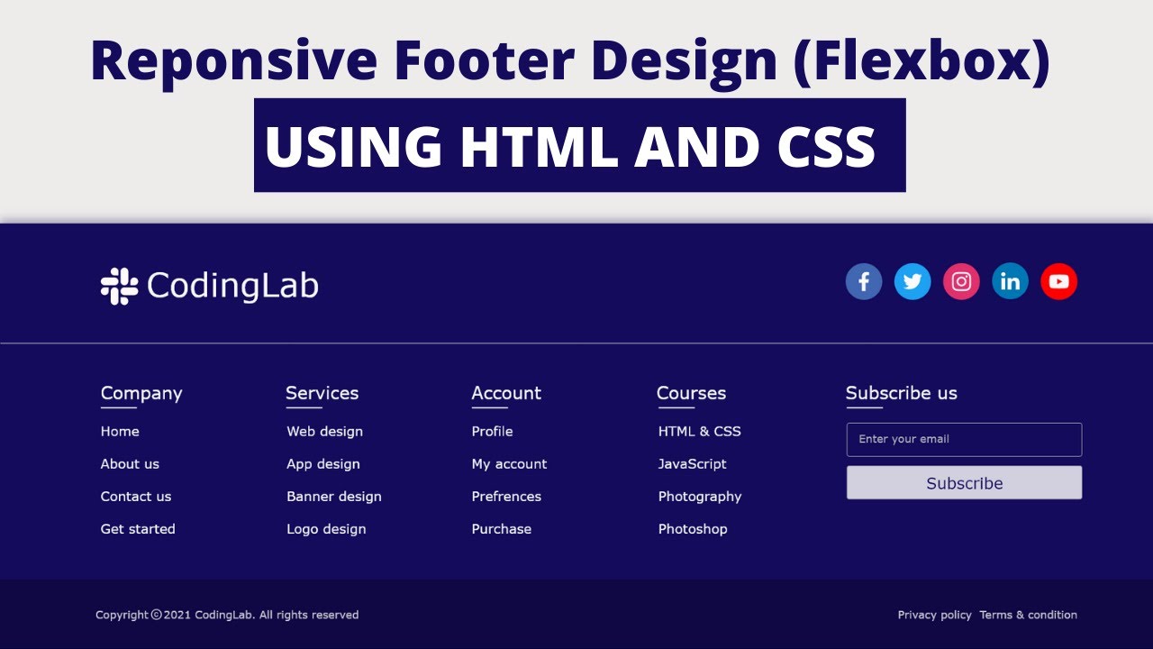 'Video thumbnail for Responsive Website Footer Design using HTML And CSS'