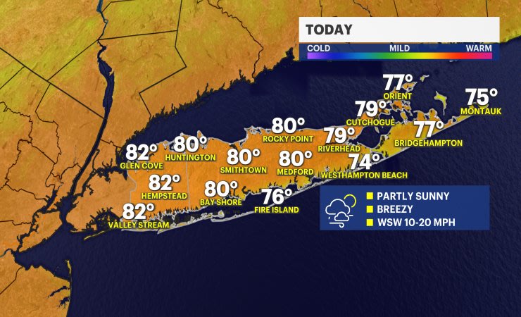 Video thumbnail for Partly sunny and warm today with  breezy conditions for Long Island