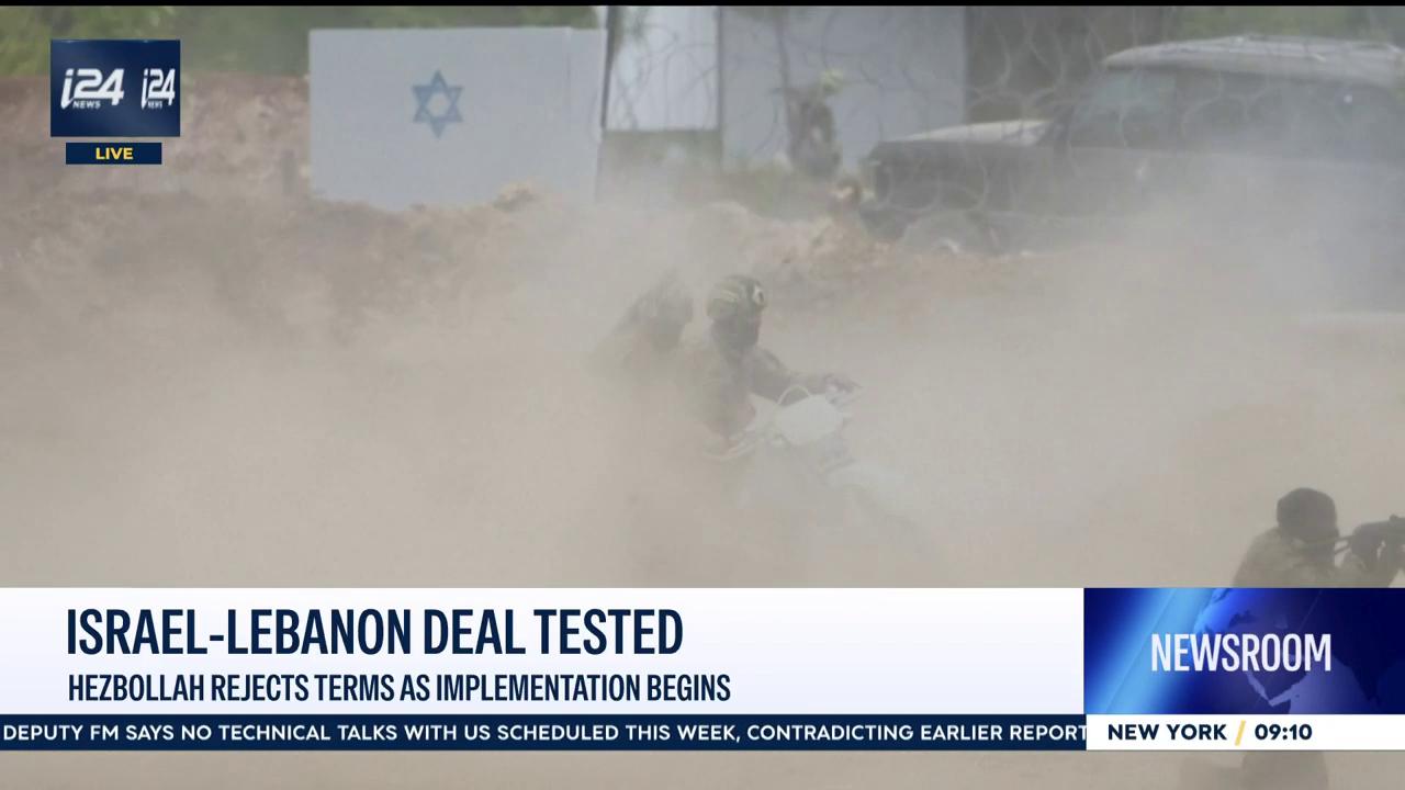 Video thumbnail for Israel-Lebanon deal tested: Hezbollah rejects terms as implementation begins