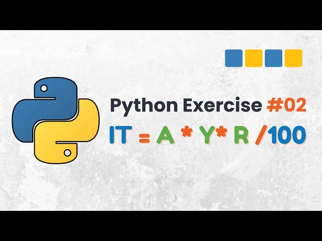 Video thumbnail for Python Exercise #02: Create a Python program to calculate interest on a bank deposit