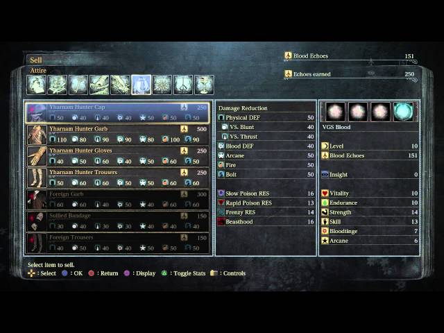 Video thumbnail for Bloodborne - Hunter's Dream: Purchase Yharnam Hunter Garb, Gloves, Trousers (Details / Demoed) PS4