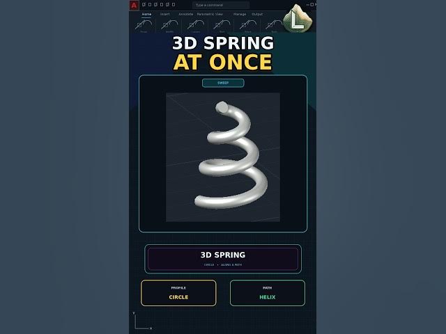 Video thumbnail for Make a 3D Spring in AutoCAD with SWEEP