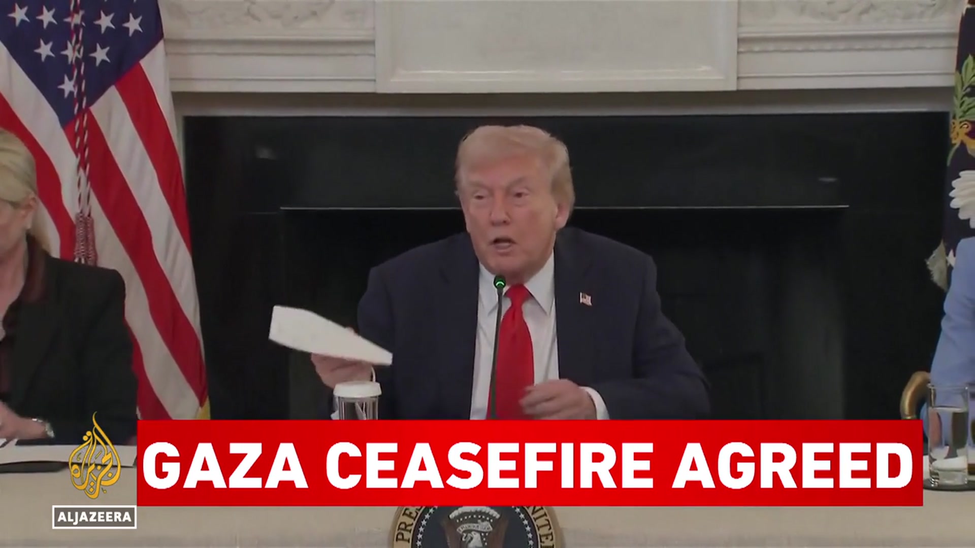 'Video thumbnail for Trump says Israel and Hamas sign off on first phase of Gaza ceasefire plan'