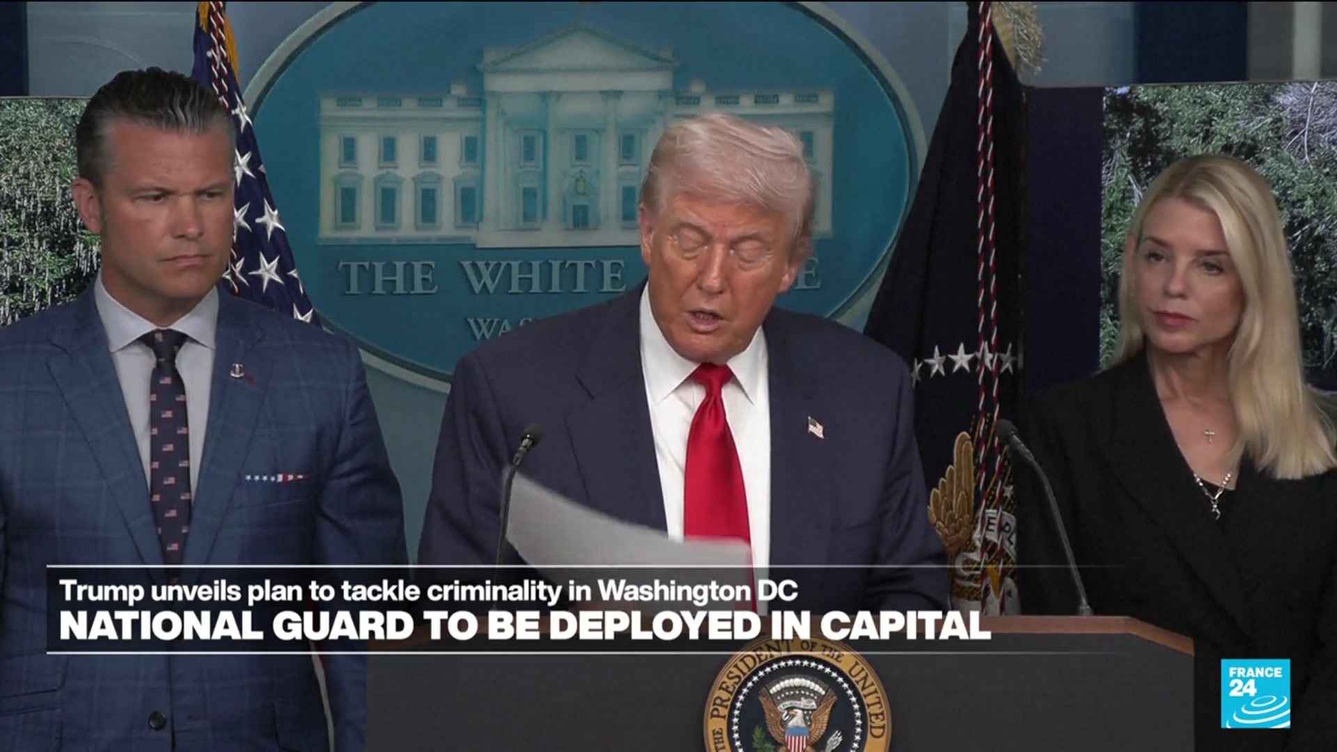 'Video thumbnail for USA: Donald Trump announces the national guard will be deployed in Washington DC'
