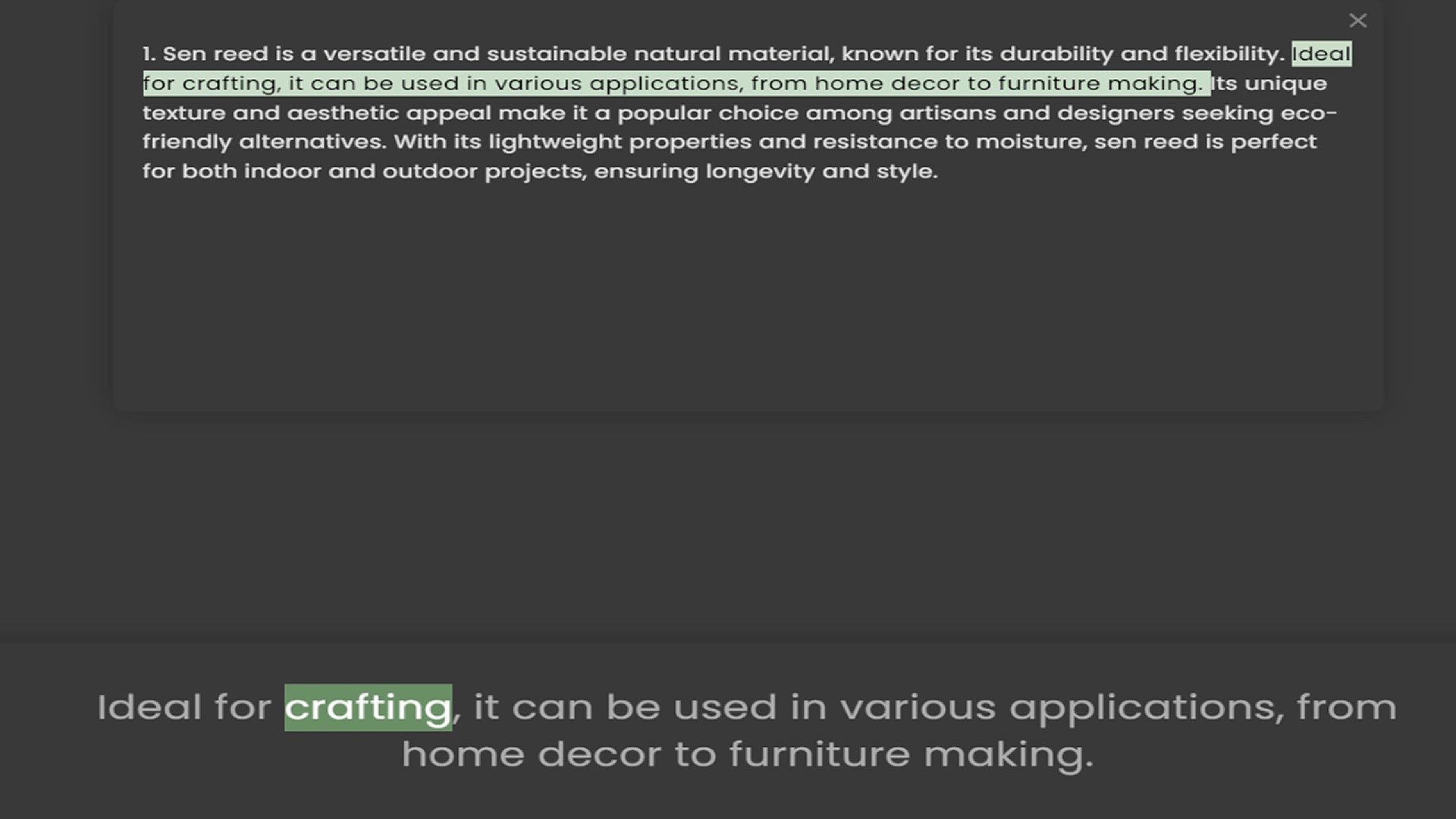 Video thumbnail for for crafting, it can be used in various applications, from home decor to furniture making. Its unique texture and aesthetic appeal make it a popular choice among artisans and designers seeking eco-friendly alternatives. With its lightweig