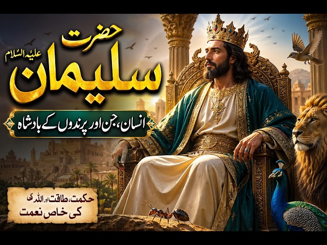 Video thumbnail for حضرت سلیمان علیہ السلام کی حیرت انگیز کہانی | جنات، پرندوں اور ہوا کے بادشاہ